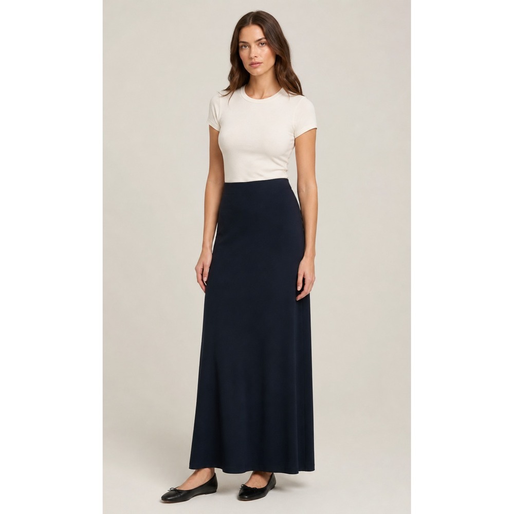 J. Jill Maxi Skirt Womens 10 Black Polyester Faux Suede Minimalist‎ Capsule